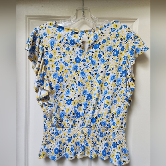 Ann Taylor Floral Print Peplum Hem Top, Size Small - Picture 3 of 8